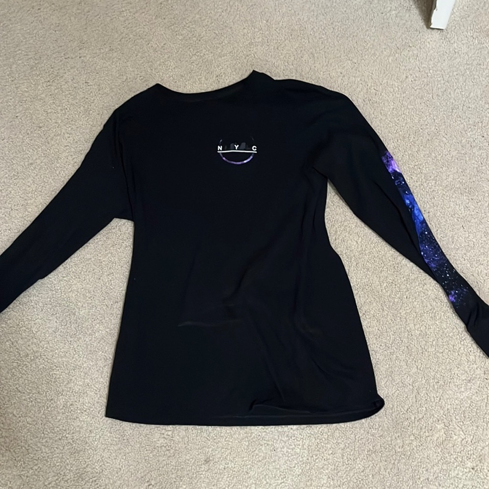 Urban Pipeline Long Sleeve Shirt, Medium, Black with Purple Stars